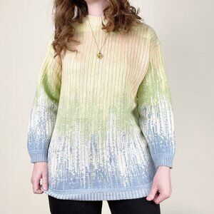 Rare Vintage Tangiers 3-D Knit Wool Rainbow Oversized Slouchy Sweater 80s 90s